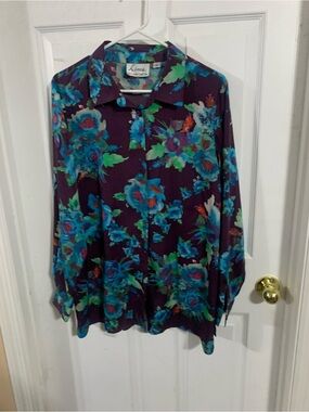 Linea by Louis Dell'Olio Deep Purple Floral Button-Down Shirt